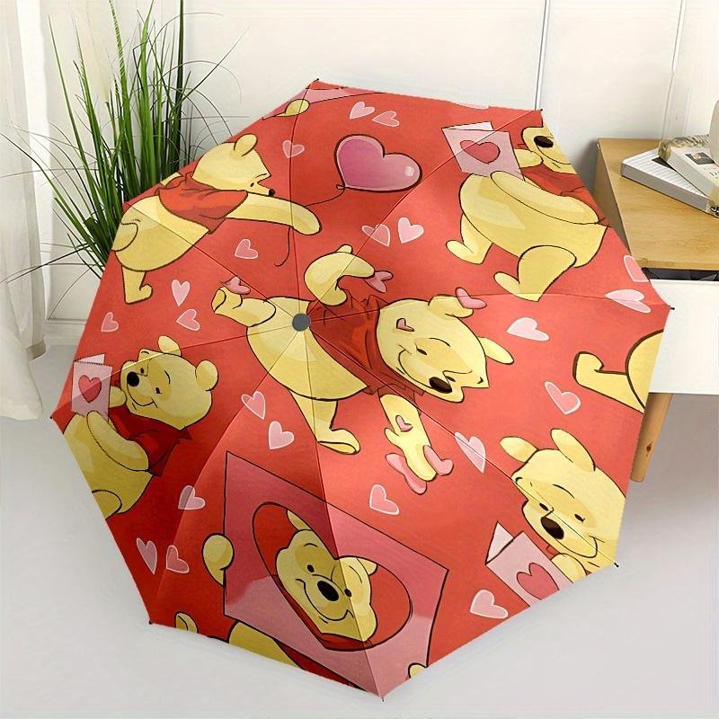 

Winnie the Pooh, Hearts Automatic Opening and Closing Umbrella - 8 Ribs Portable Folding Umbrella with Plastic Handle, Suitable for Leisure