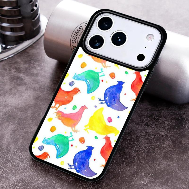 

Bright Pattern with Roosters Phone Case For iPhone 17 16 15 14 13 12 11 Pro Max Plus 17Air Soft Silicone Cover iPhone 16e