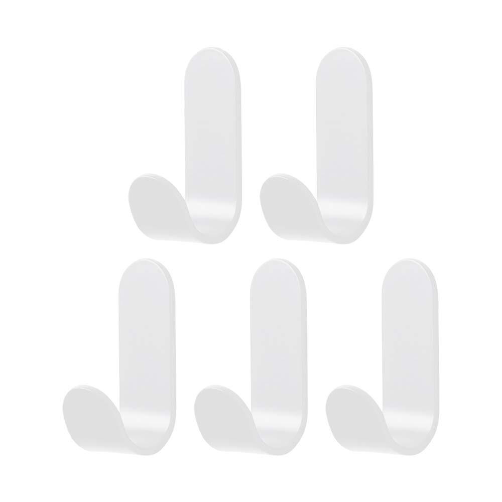 5Pcs Strong Adhesive Self Adhesive Hook Non Perforated J-shaped Design Door Hanger Hook Load-bearing Wall Self Adhesive