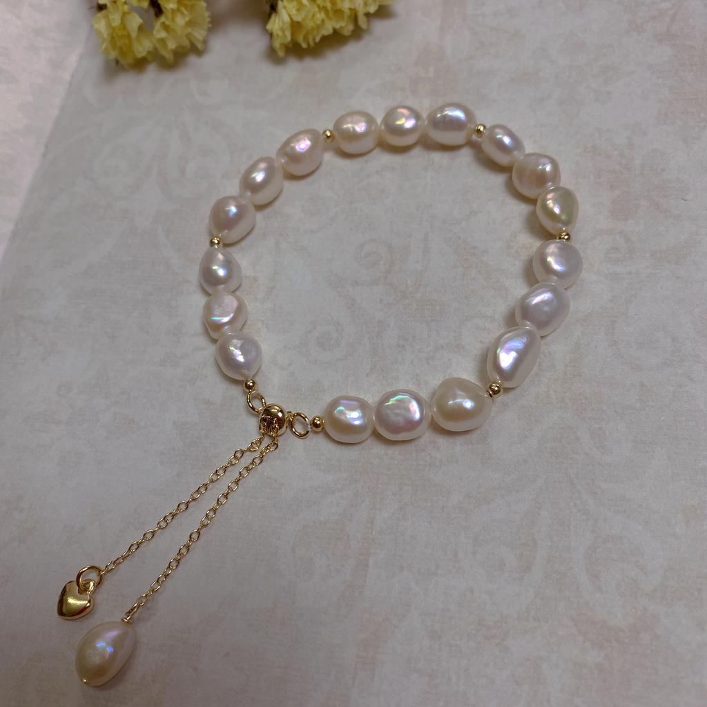 Baroque Special-shaped Pearl 14K Gold Bracelet Niche Ins Sense Retro French Cold Wind Bracelet Gift