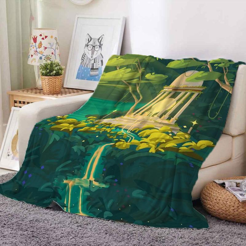 3D Painted Garden Landscape Theme Flannel Throw Blanket Soft Lightweight Warm for Living Room Bedroom Bed Sofa Couch Kids Adults Gifts