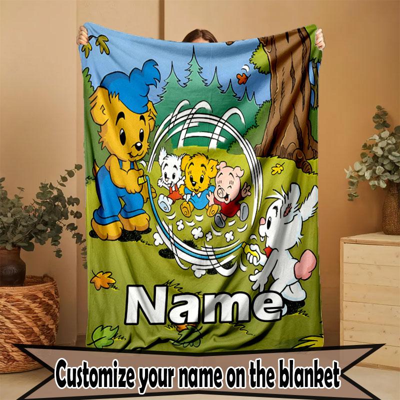 Custom Name Personalized Bamse Print Blanket, Home Decor, Bedroom, Sofa, Camping, Couch, Gifts for Birthday Christmas