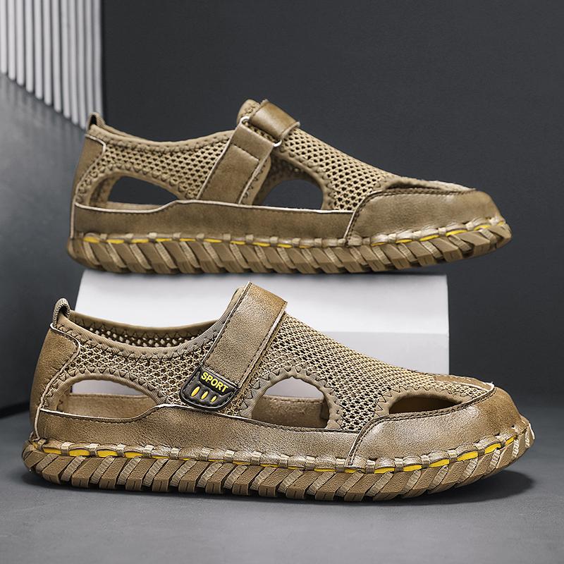 British Men's Trendy Shoes Hot Selling Summer Men's Outdoor Sandals Handmade Wear-resistant Soles Anti Slip Seaside Beach Shoes