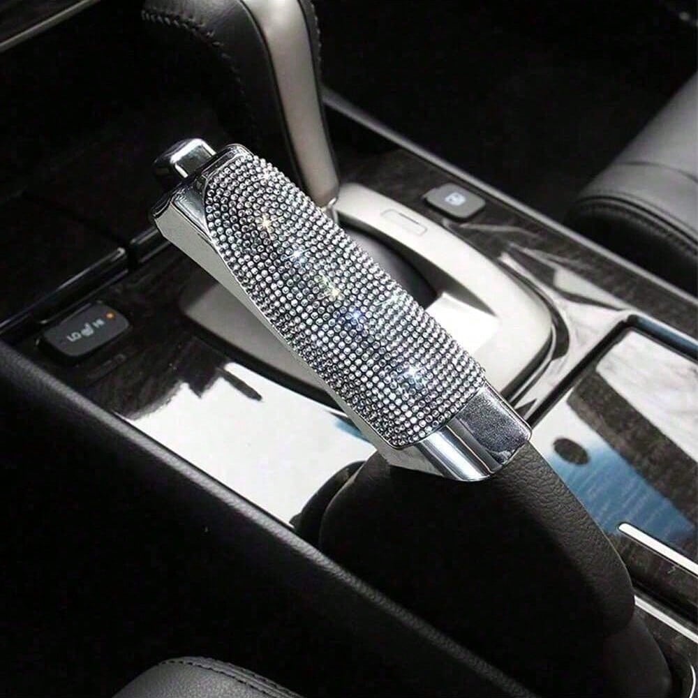 1pc Car Handbrake Cover, Bling Crystal Rhinestone Dedicated Side Brake Protective Cover, Car Accessories