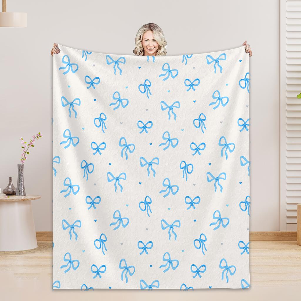 Personalized Blanket For Boys Girls - 4 Sizes And 30 Plus Colors Custom Bow Blanket Gifts for Relatives And Friends