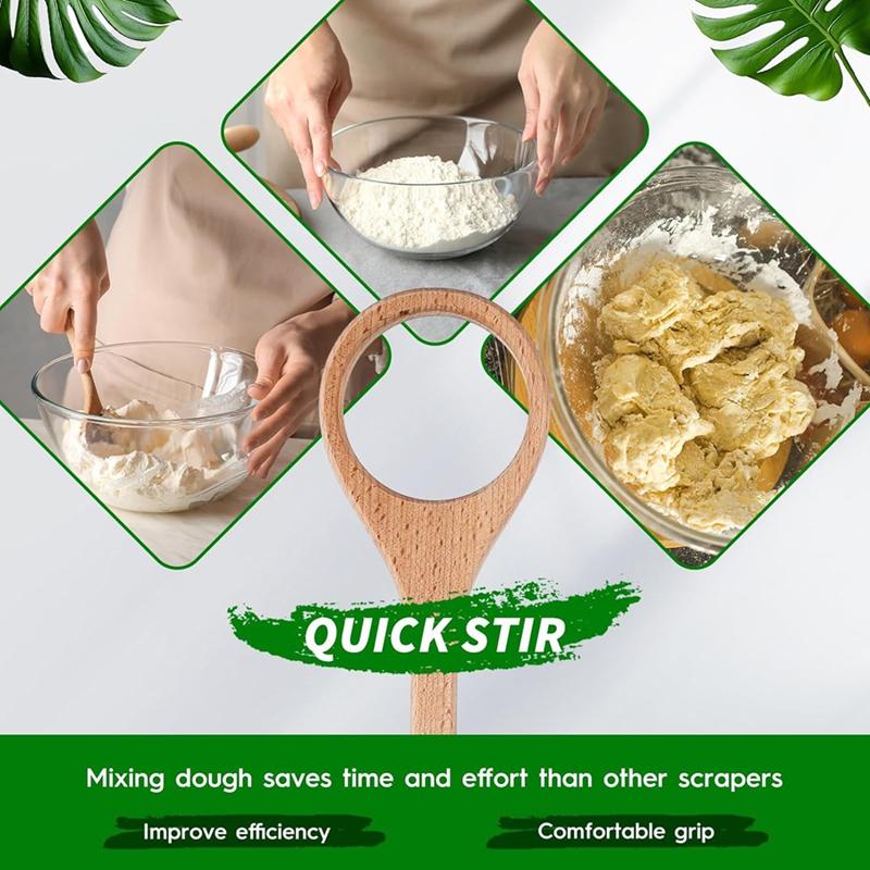 BEAU-12Inch Wooden Danish Dough Whisk Sourdough Whisk Dough Mixer Bread Whisking Tool For Mixing Sourdough Bread