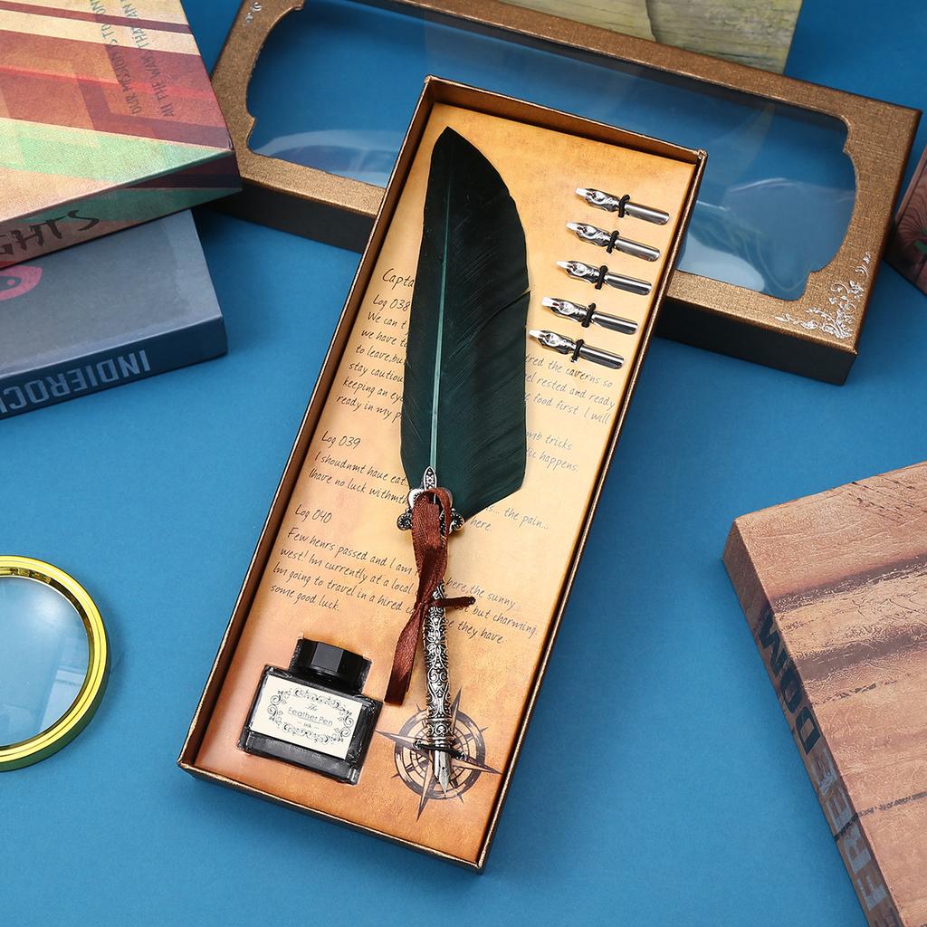 British Quill Set, Water-Dipped Quill Pen Gift Box, Gift Pens For Male And Female Students On Children'S Day
