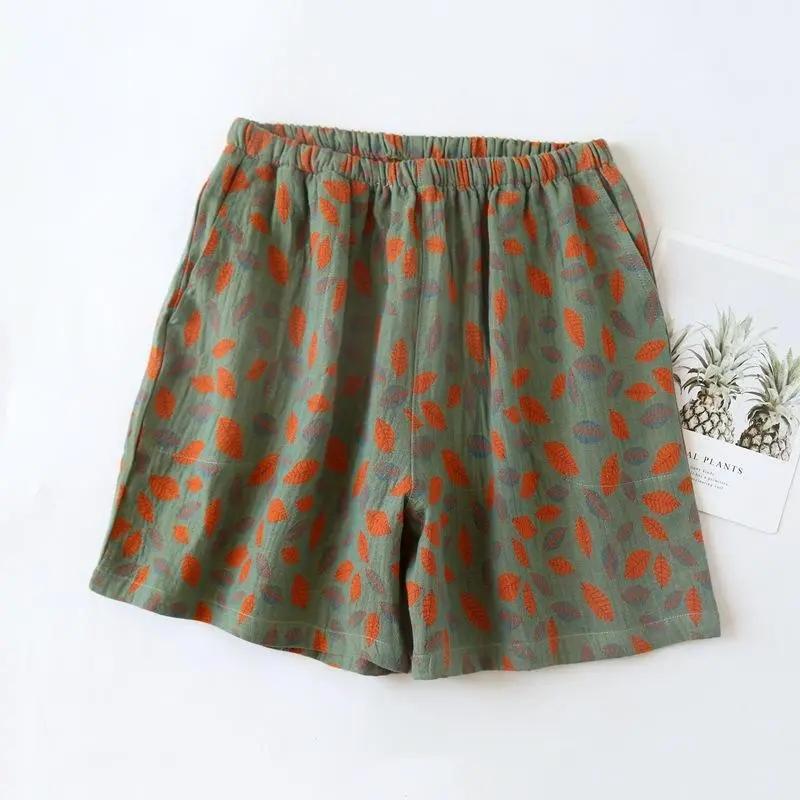 Pantalones Cortos Mujer Algodón Verano Versátil Vintage Sueltos Talla Grande Casual Pantalones de Pierna Ancha Shorts