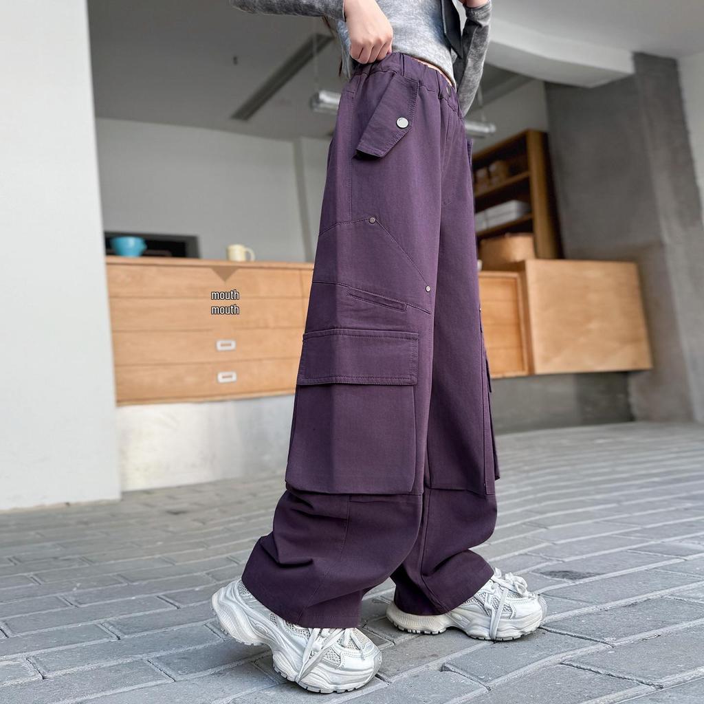 Girls' Wide-Leg Cargo Pants - Cool Street Style for Autumn 2025