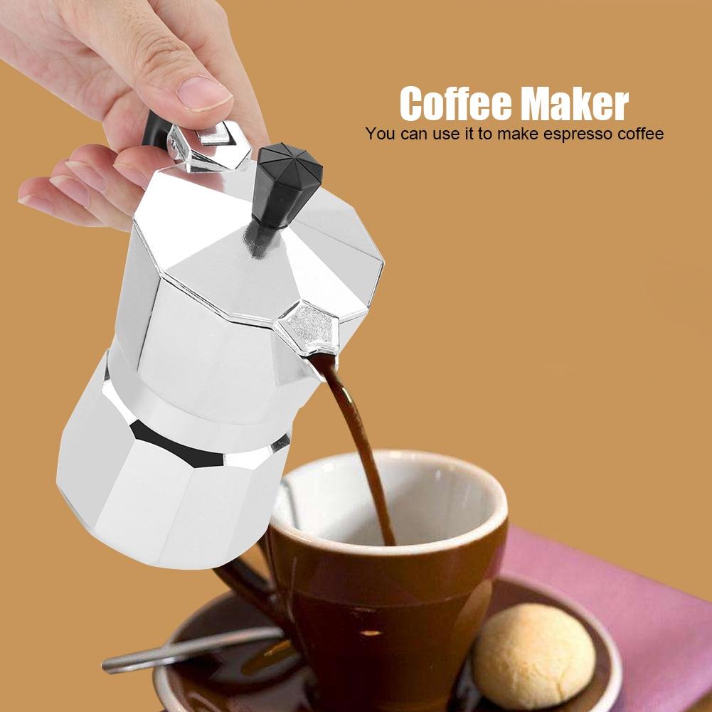50mL 1 Cup Aluminum Italian Type Moka Pot Espresso Coffee Maker Stove Home Office Use
