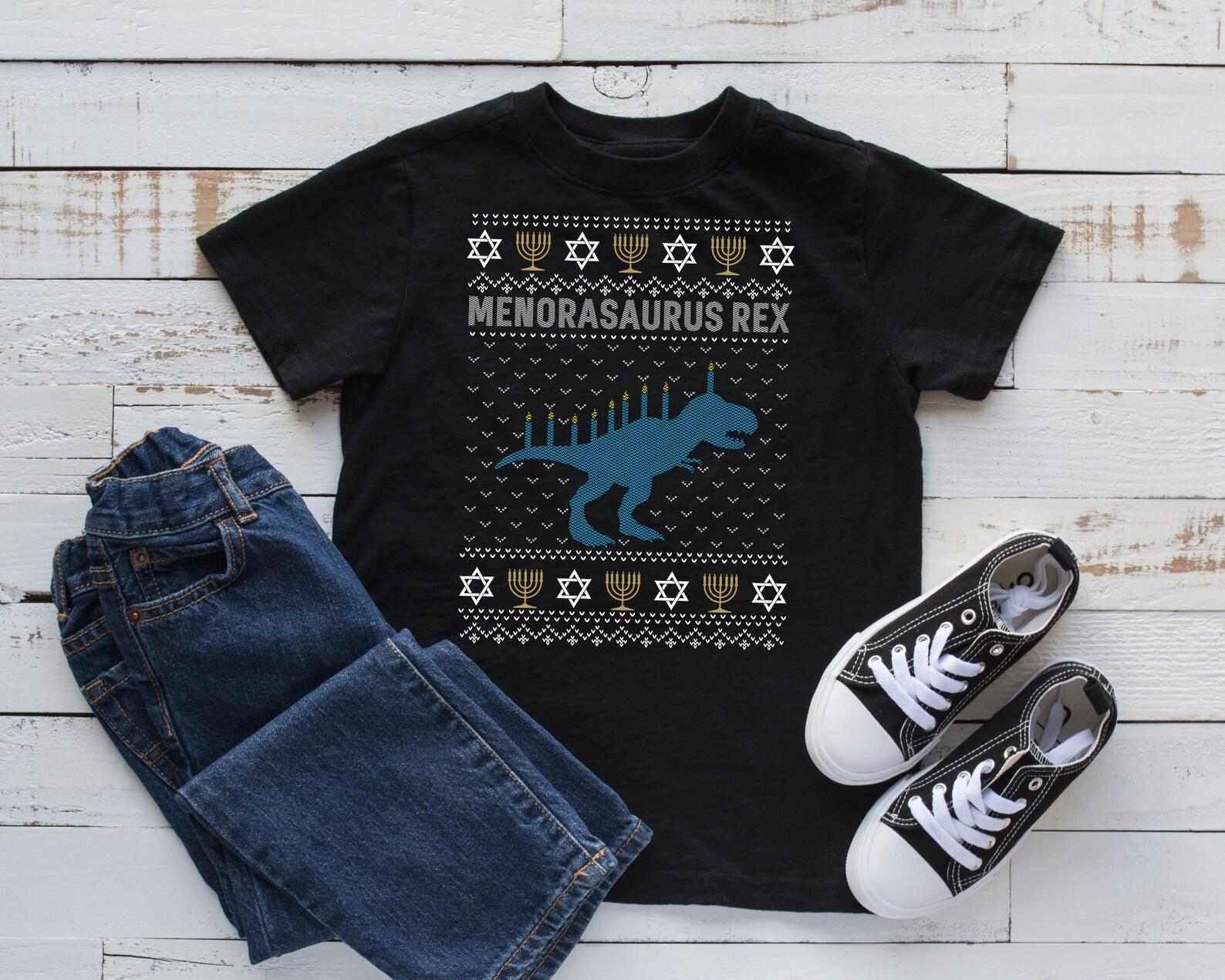 Funny Hanukkah Dinosaur T-Shirt, T Rex Hanukkah Tank Top, T-shirt, T-shirt,T-shirt, Kids Tee Apparel Gift L
