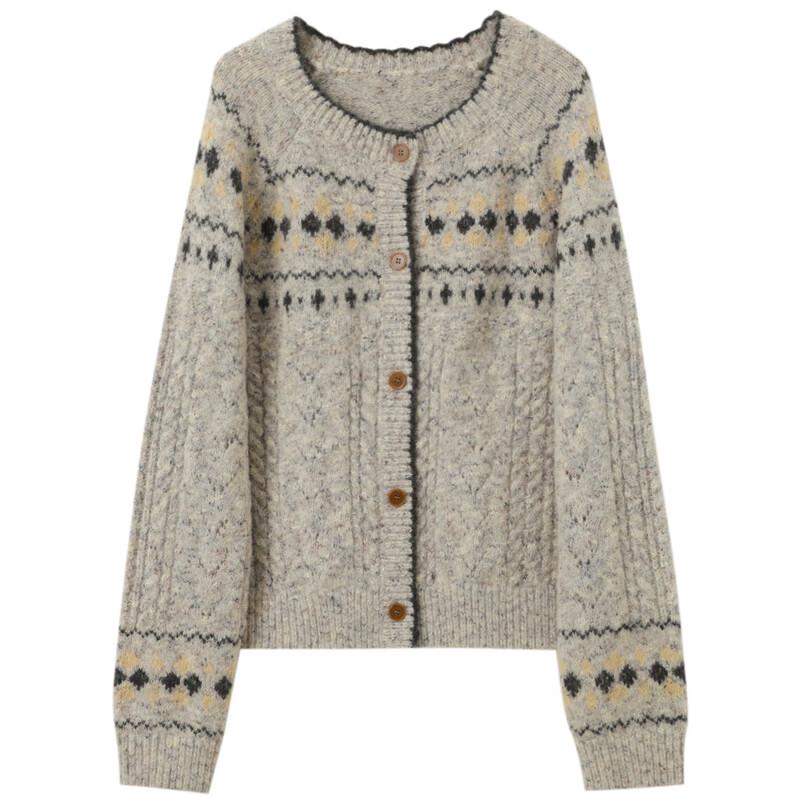 Sancai 2025 Winter Jacquard Knit Cardigan