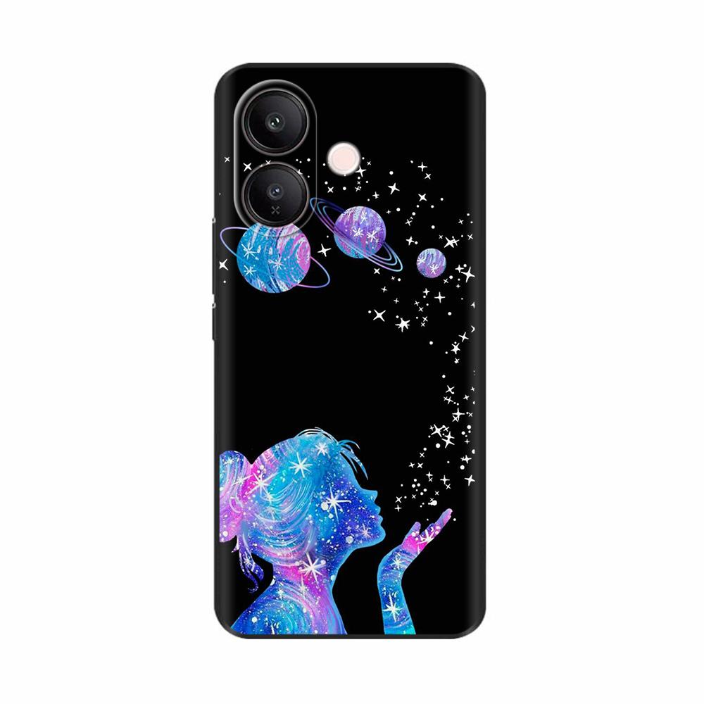 For Vivo V60 Lite 4G Phone Case Flowers Patterns Soft Black Silicone Protective Shell Back Cover For Vivo V60 VivoV60 Lite Funda
