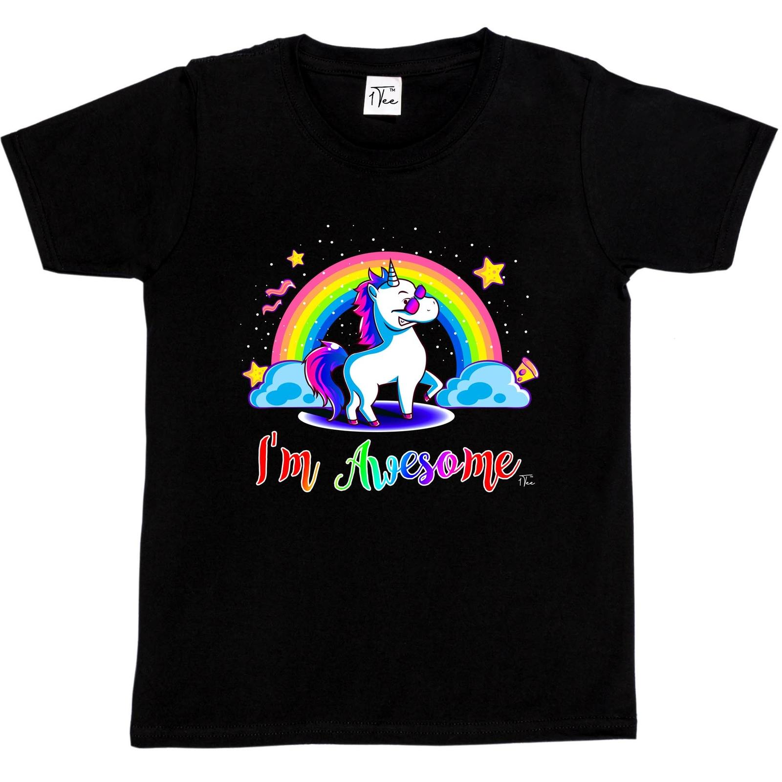 1Tee Kids Boys I m Awesome Unicorn Cute T-Shirt XL