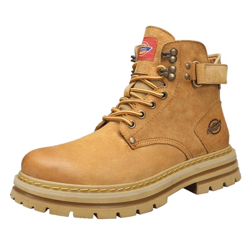 Autumn Fashion Brown Men's Ankle Boots 2025 Comfortable Platform Leather Boots Men Non slip Work Boots for Men Botas Para Hombre