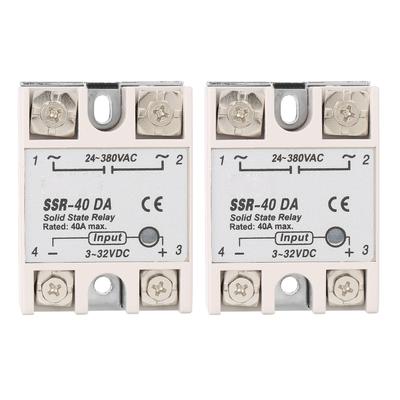 2PCS 40A Solid State Relay Single Phase SSR Relay DC Input AC Output for Industrial Automation Temperature Control