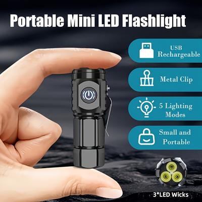 Mini LED USB επαναφορτιζόμενος φακός, φακός βατράχου, 3 φυτίλια LED, πέντε λειτουργίες φωτισμού, συμπαγής και φορητός, νυχτερινά ταξίδια, επισκευές έκτακτης ανάγκης