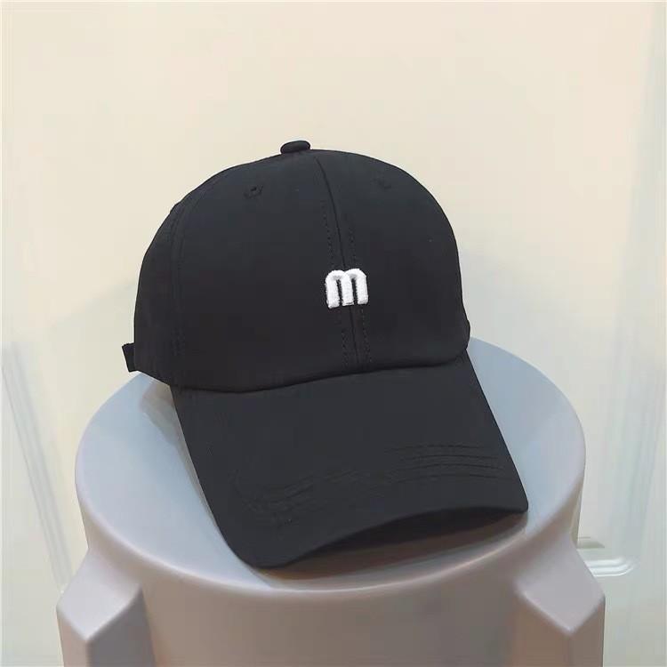 Trendy M Beige Letter Soft Brim Baseball Hat For Women Sunshield Summer