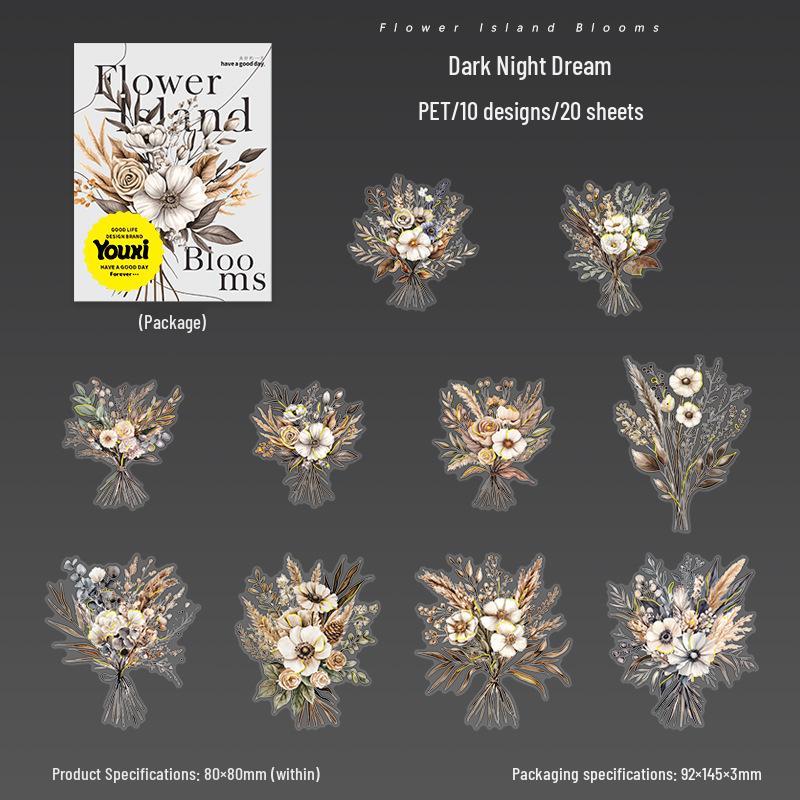 Beautiful Day Flower Stickers: Blooming Series Retro Hot Stamping for Journals & Collages