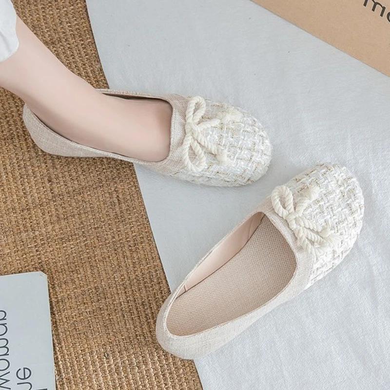 Fashion Light Trends 2025 Fashion Slip On With Bow Ladies Footwear Sale Korean Cheap Casual Offers Comfortable and Elegant Women's Shoes