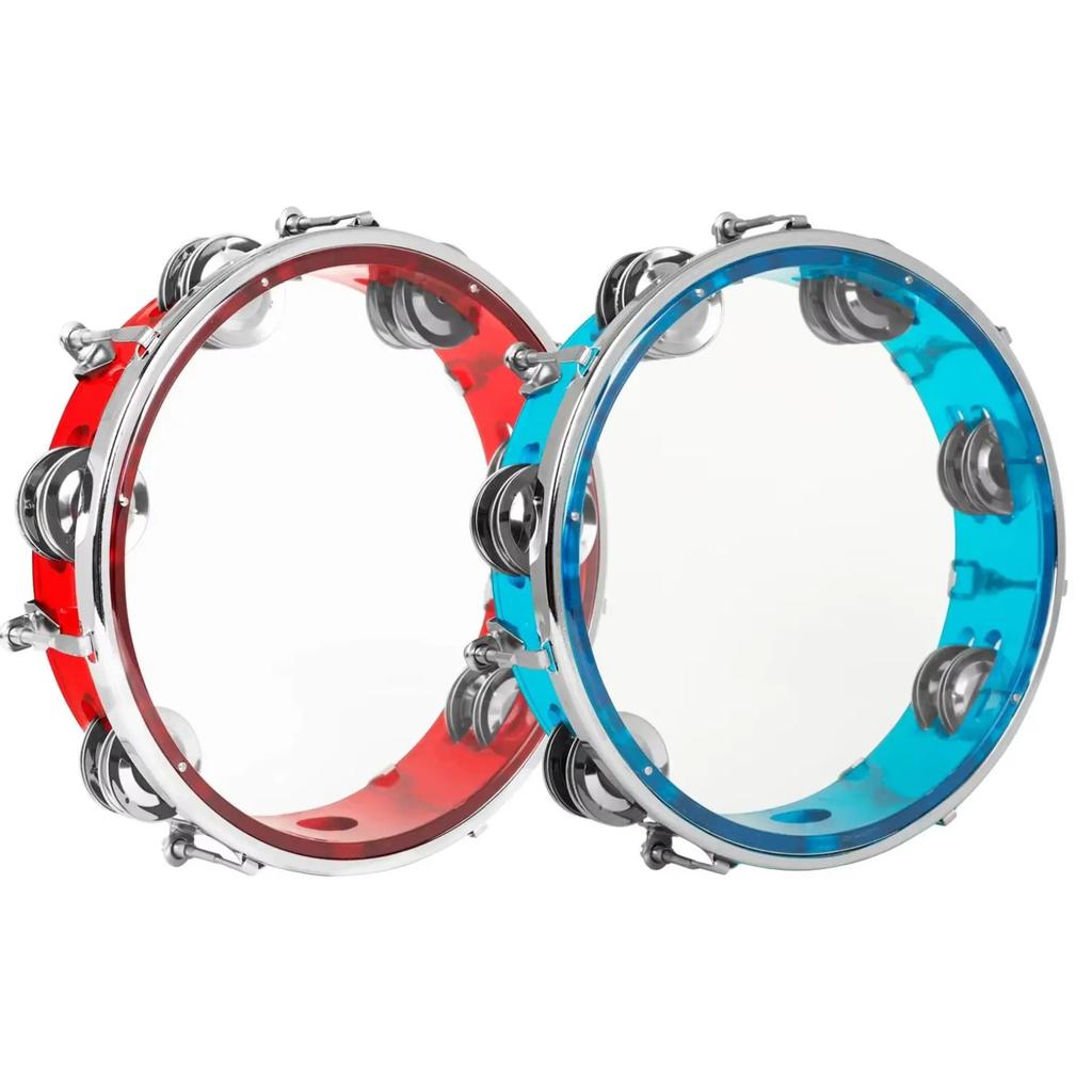 8 Inch Tambourine Hand Drum Handbell Drum Self-Tuning Double Row Tambourine Educational Enlightenment Percussion Instrument