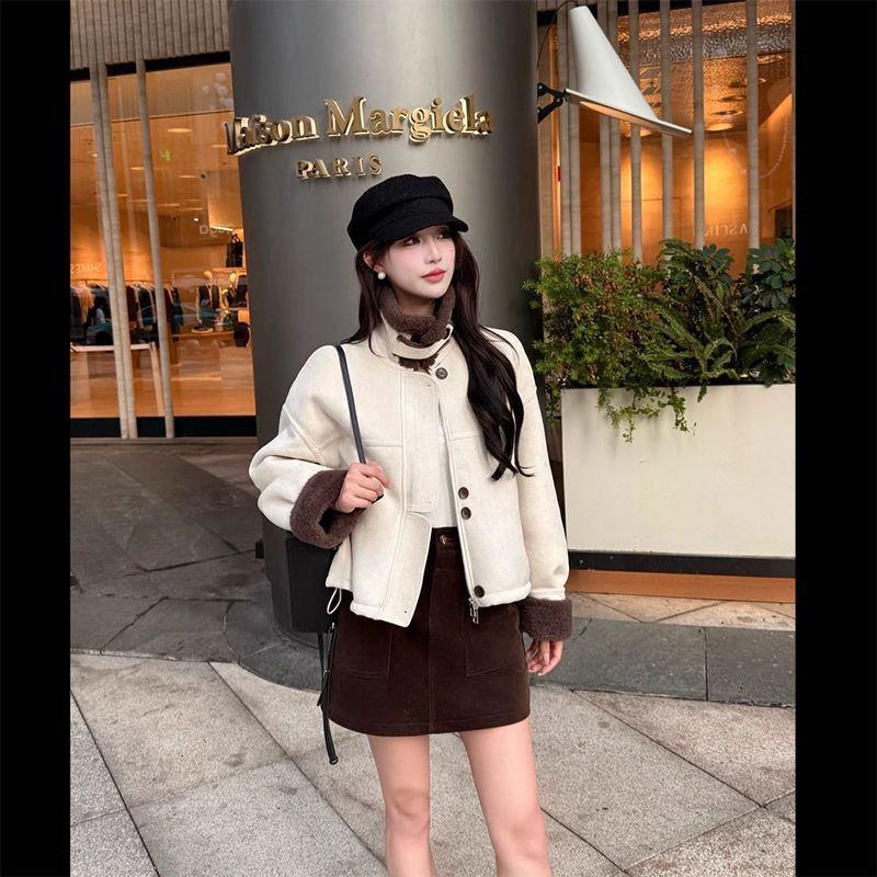 2025 Winter Korean-Style Retro Loose Lambswool-Leather Coat, Plush Velvet Warm Top