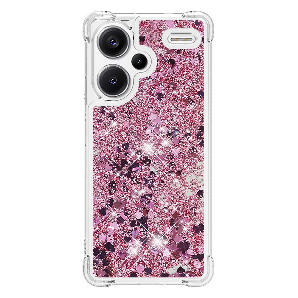 

For Xiaomi Redmi Note 13 Pro+ 5G TPU Case Glitter Quicksand Shockproof Phone Back Cover Rose Gold/Hearts