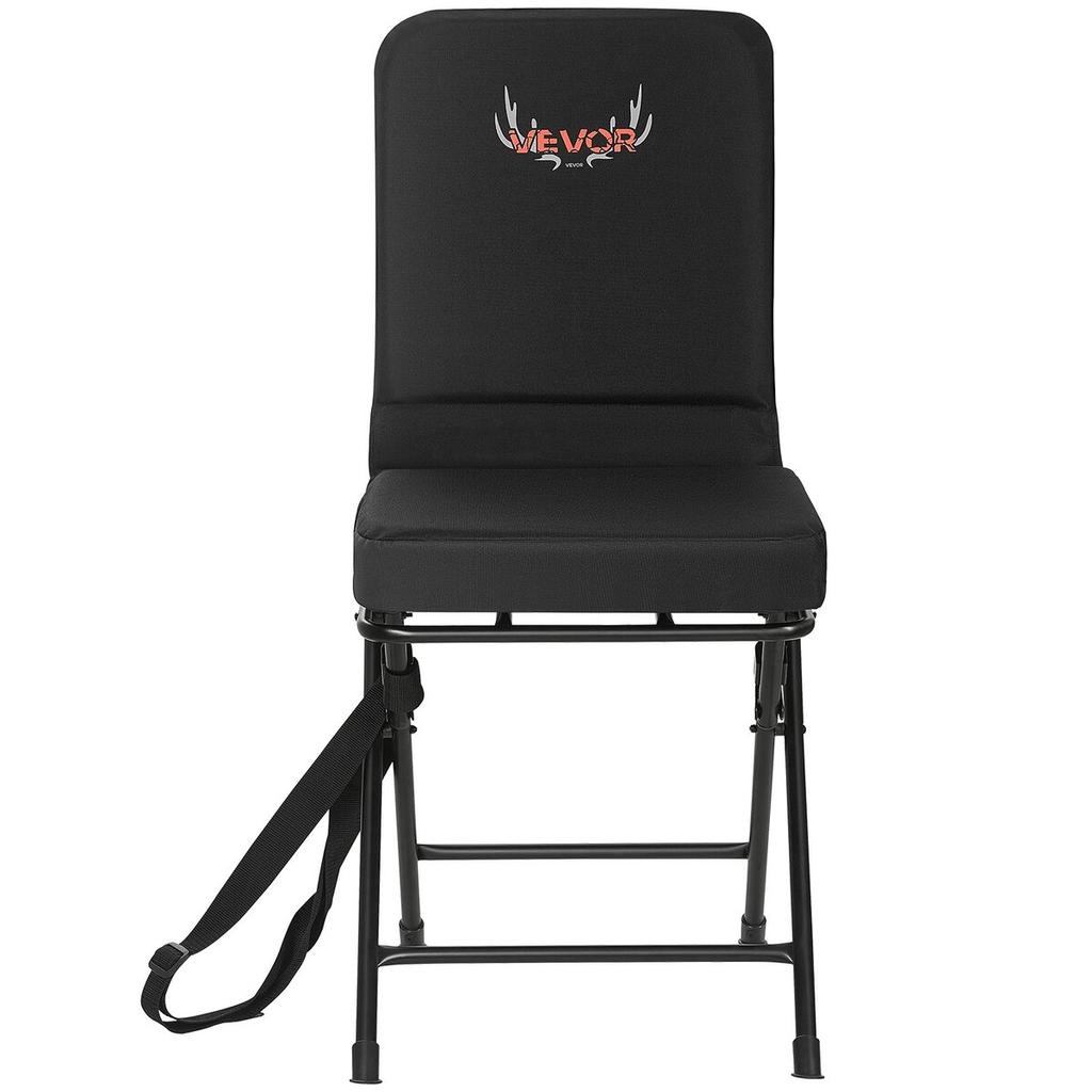 Hunting Chair, 360° Silent Swivel, Foldable Lightweight Portable Blind Chair, Heavy-Duty Steel Frame Ground Stool Seat, with Adjustable Shoulder