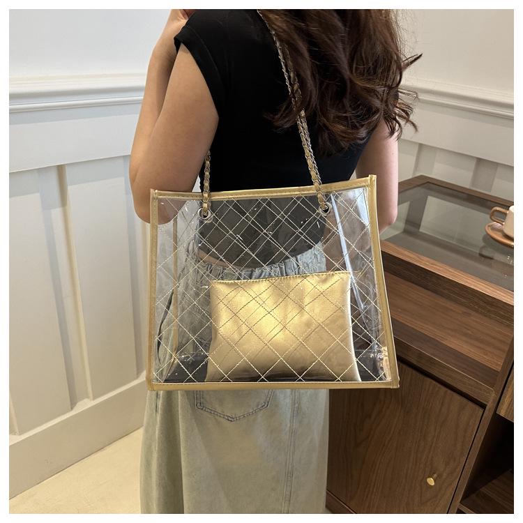 2024 Spring Women's Large PVC Transparent Tote - Casual Shoulder Bag, Summer Trend