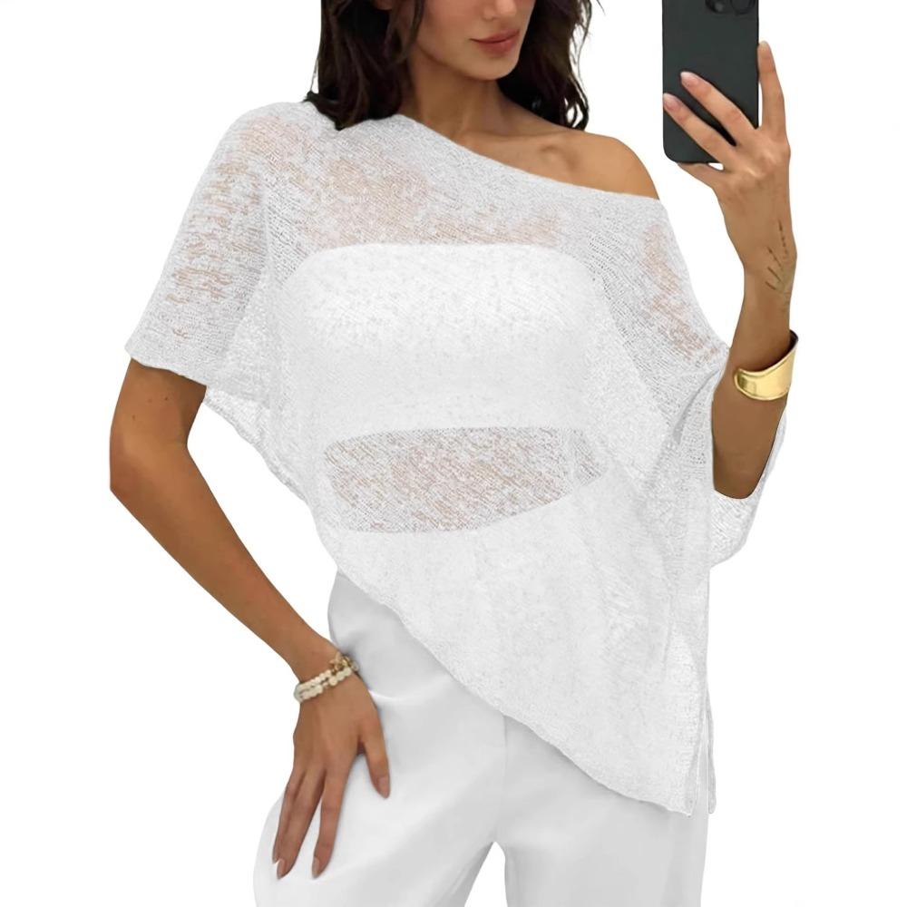 Thin Lightweight Fabric Cape Shawl Cover Up Irregular Cut Design Sheer Mesh Top Summer Season