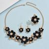 Flower Necklace Earring Ring Set Exquisite Clavicle Chain Fashion Flower Jewelry Set  Banquet