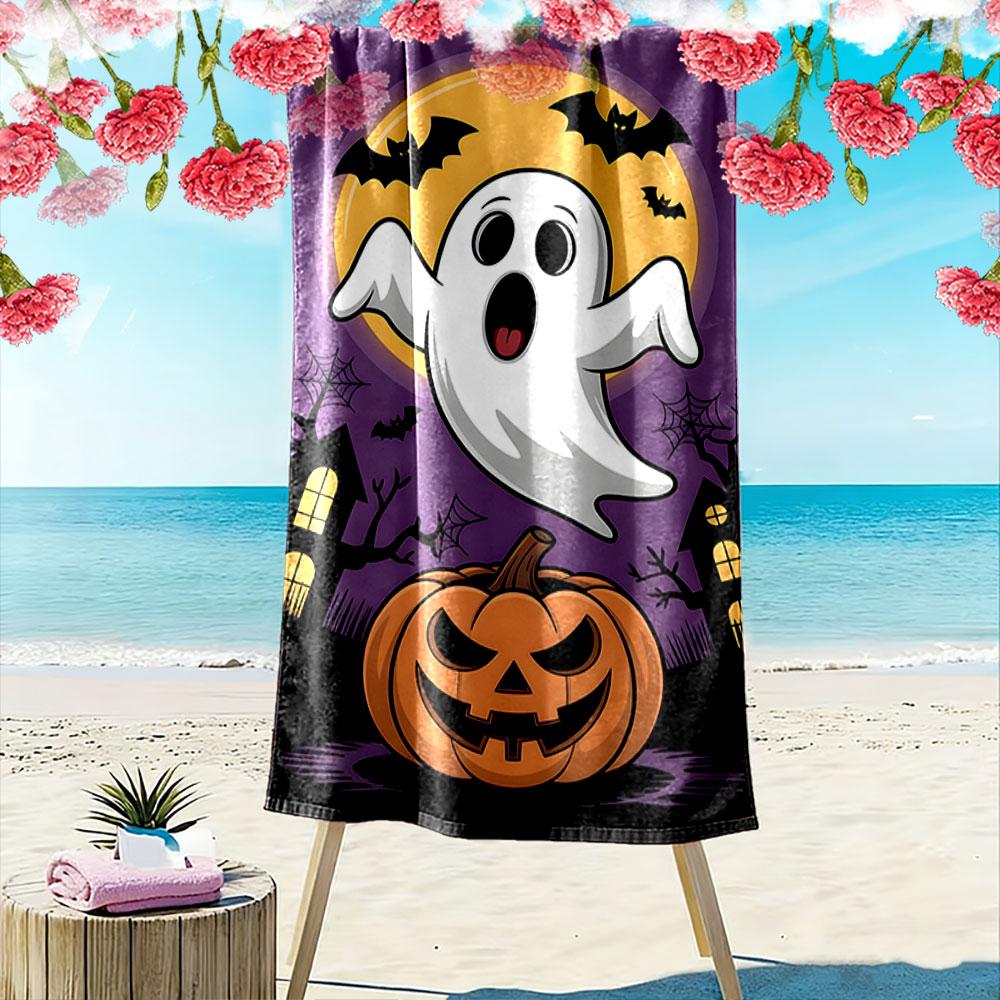 Spooky ghostly Halloween charm Print beach towel, quick drying, suitable for travel, outdoor sports, jogging, the beach and swimming, gift