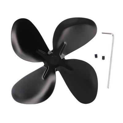 Lopatka ventilátoru kamen Hliníková slitina Odolná vůči vysokým teplotám Černá Lopatka ventilátoru krbu Náhradní lopatka 4 lopatky