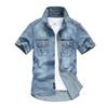 Summer Short-sleeved Shirt Multi-pocket Loose Large Size Casual Tooling Denim Shirt Men's Explosion