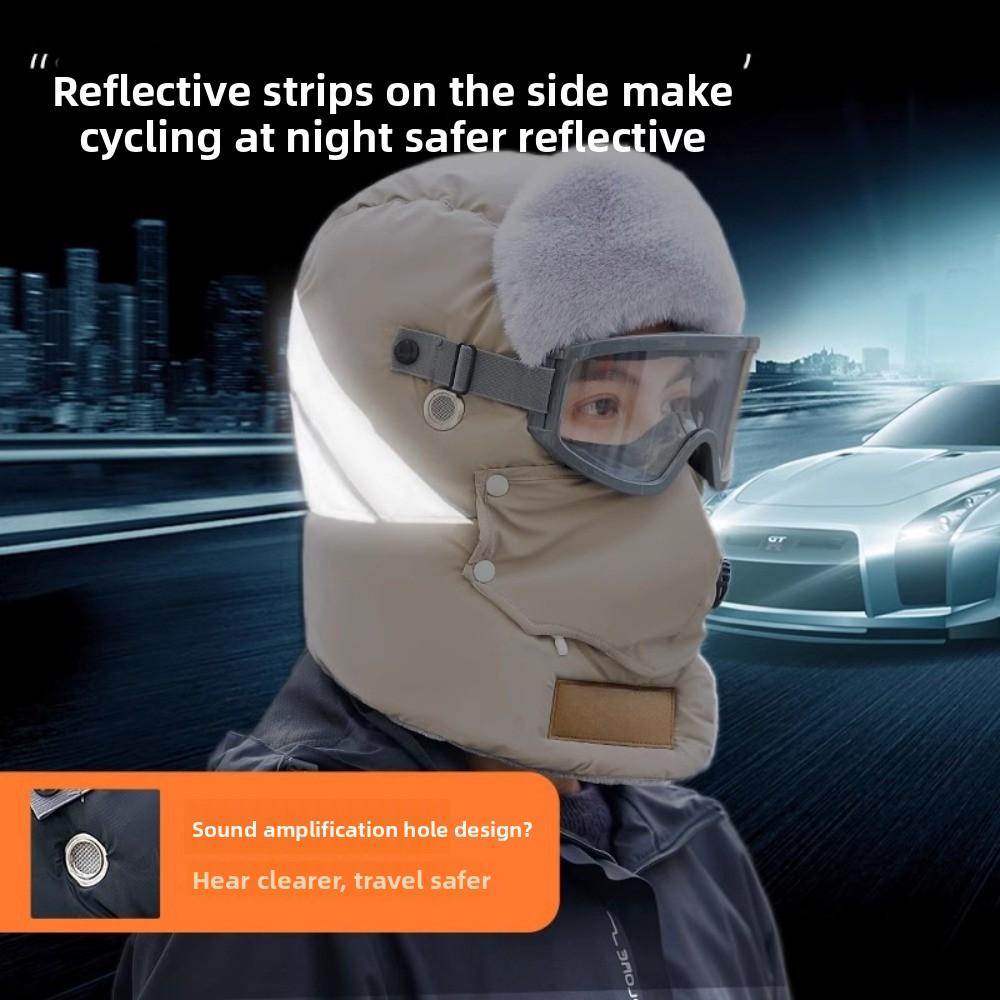 Russian Ushanka Winter Plush Hats with Goggles Cycling Windproof Cap Pilot Hat Lei Feng Hat  Sports