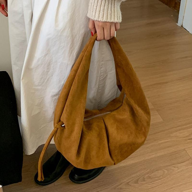Retro Faux Suede Leopard Saddle Bag Trendy Shoulder Bag Fashion Underarm Bags Females Luxury Handbags and Purses