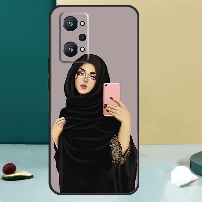 Muslim Islamic Gril Eyes Hijab For Realme 11 10 12 13 14 Pro Plus GT 7 6 5 Pro GT 6T C67 C61 C53 C51 C21Y C25S C75 C55 Case