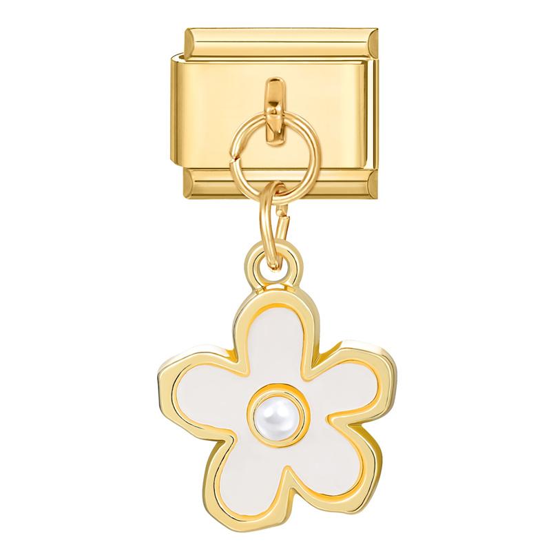 Gold Color Devil Eyes Heart Sexy Cherry Rose Zircon Italian Charm Links Fit 9mm Stainless Steel Bracelet Women DIY Making Gifts