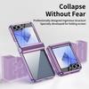 Electroplated Transparent Phone Case for Samsung Galaxy Z Flip 7 Fe 6 5 4 with Hinge Protection and Tempered Film Cover