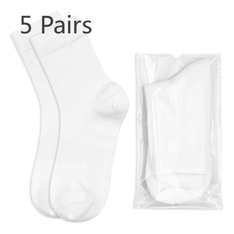 5 Pairs Men's and Women's Spring and Summer Breathable Mid-calf Anti-odour, Sweat-absorbent Antibacterial Socks