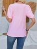 2024 Spring/Summer Women's U-neck Loose Casual T-shirt with Bubble Sleeves