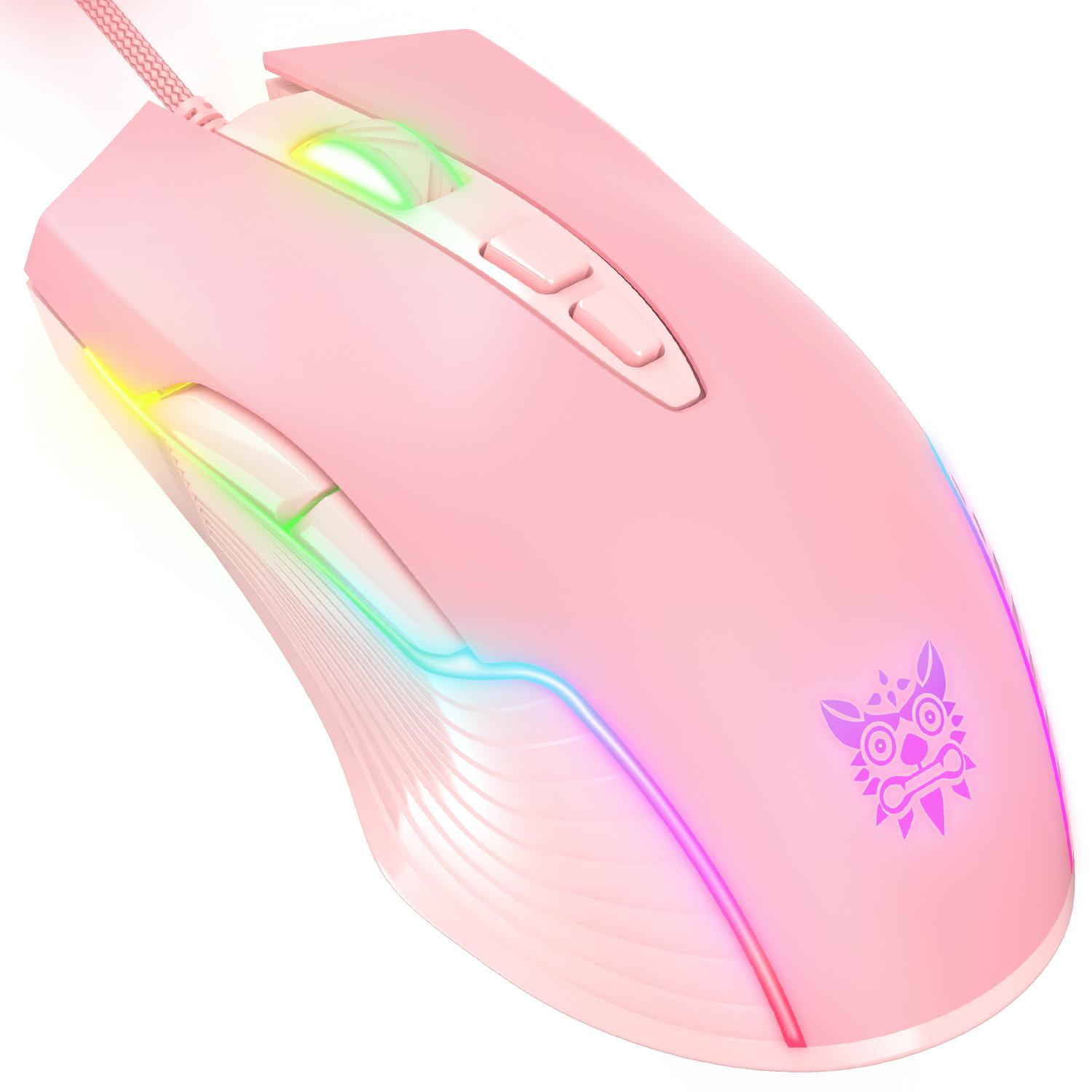 

Игровая мышь CW905 RGB, проводная, с подсветкой RGB, 6 регулируемых точек на дюйм до 6400, эргономичная игровая мышь для ноутбука и ПК с 7 программируемыми кнопками 12.7*7.2*4cm розовый