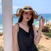 Fashion Flat-Topped Straw Hats Girls Wide Brim Sun Hat Outdoor Lace Bow Strap Lightweight Uv Protection Beach Cap