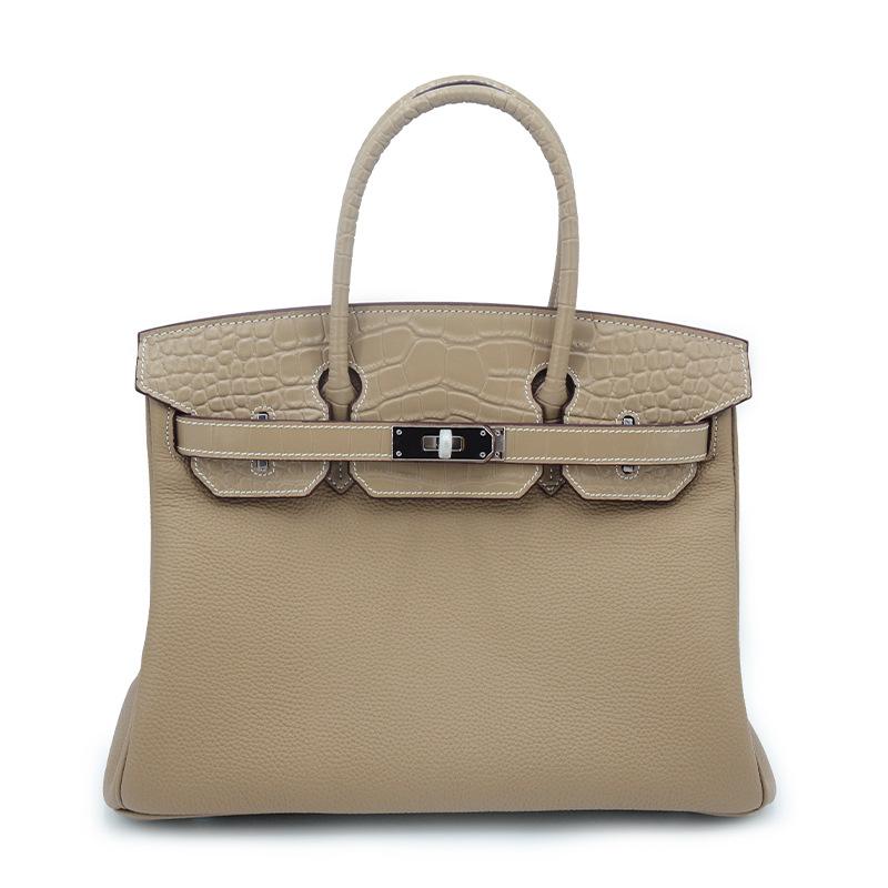 Crocodile Leather Leather Horn Baguette Mail Carrier Bag Handmade Wax Line Bag Popular Versatile Bag