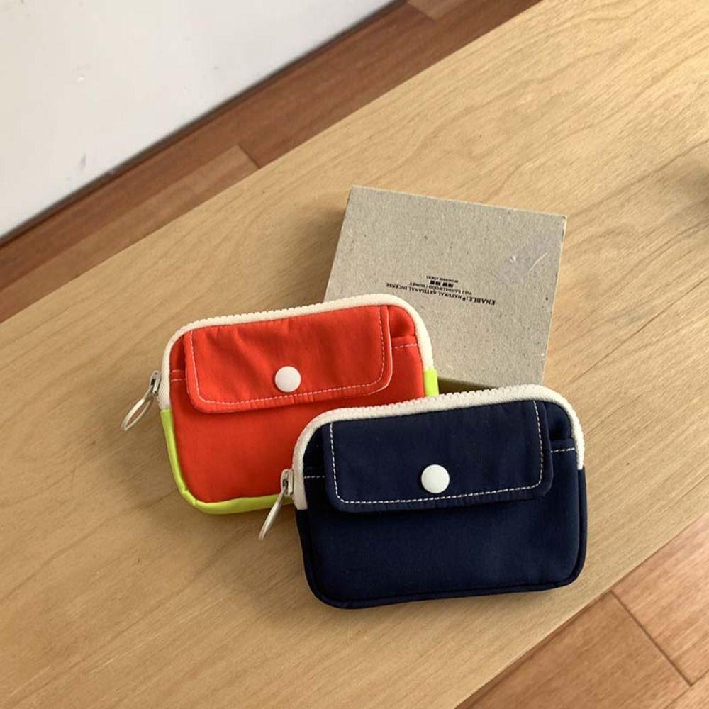 

Korean Style Solid Coin Purse Large Capacity Mini Nylon Storage Bag Daily зелёный