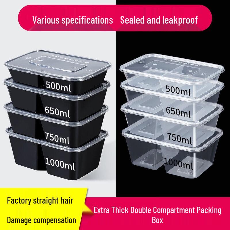 ZISIZ Einweg-Rechteckige Lunchboxen mit 2 Fächern