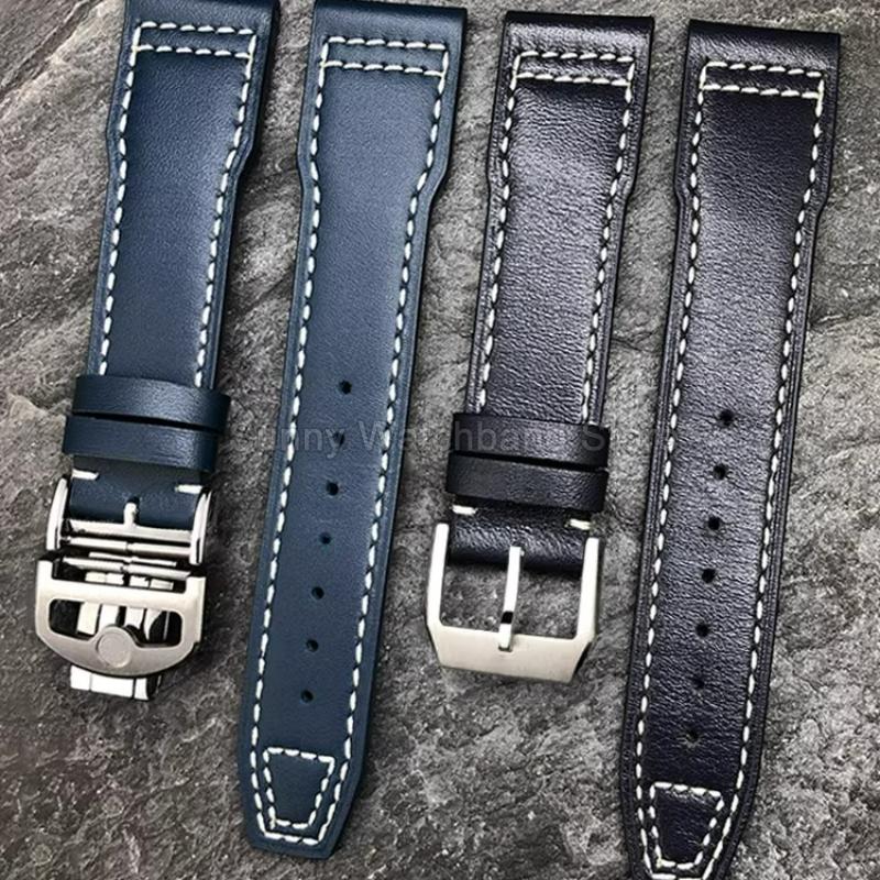 Coffee Black 20 21 22mm for IWC Portofino Le Petit Prince Portugieser Cowhide Watch Band Special Interface Needle Buckle Durable