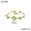 CARLIDANA French Style Light Luxury Gold Plated Stainless Steel Pendant Ring Colorful Natural Stone Open Finger Ring Women