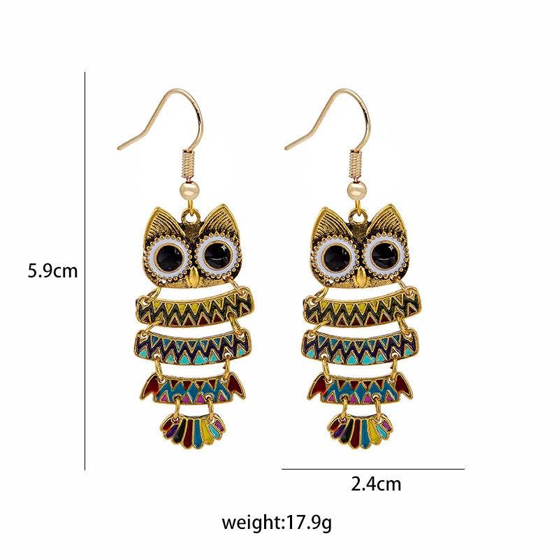 Popular Owlette Colorful Glaze Oil Trendy Hip-hop Hook Earrings
