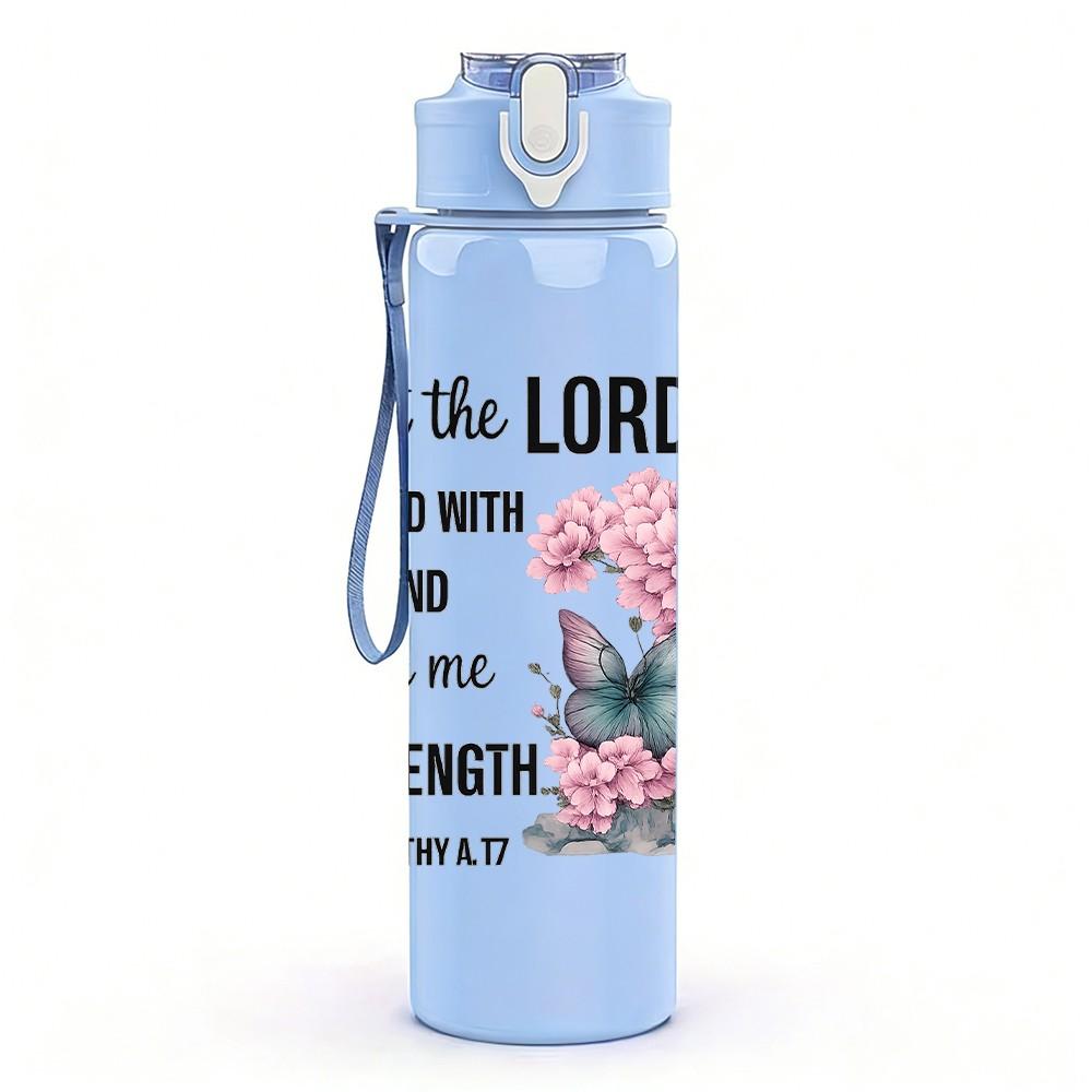 1PC Be The Lord Strength Flower Art 750ml Color Plastic Sports Water Bottle Leakproof Flip Straw Lid Suitable for Sports Office Home Use